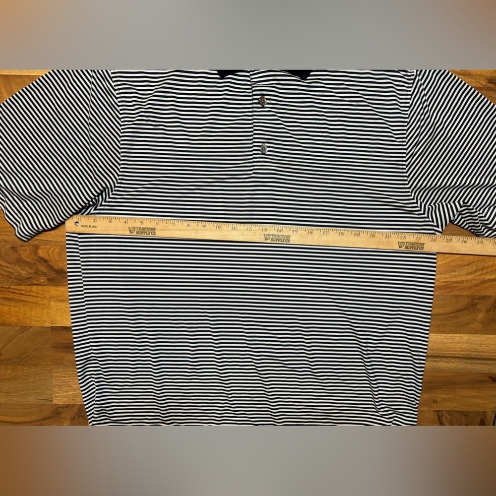 FootJoy Blue Striped Golf Polo Shirt Short Sleeve Stretch Performance Size Large - Picture 5 of 6